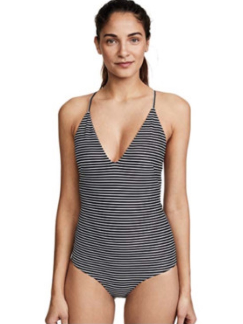 Mikoh Swimwear Black Stripe Las Palmas One-Piece Swimsuit Size XL black & white